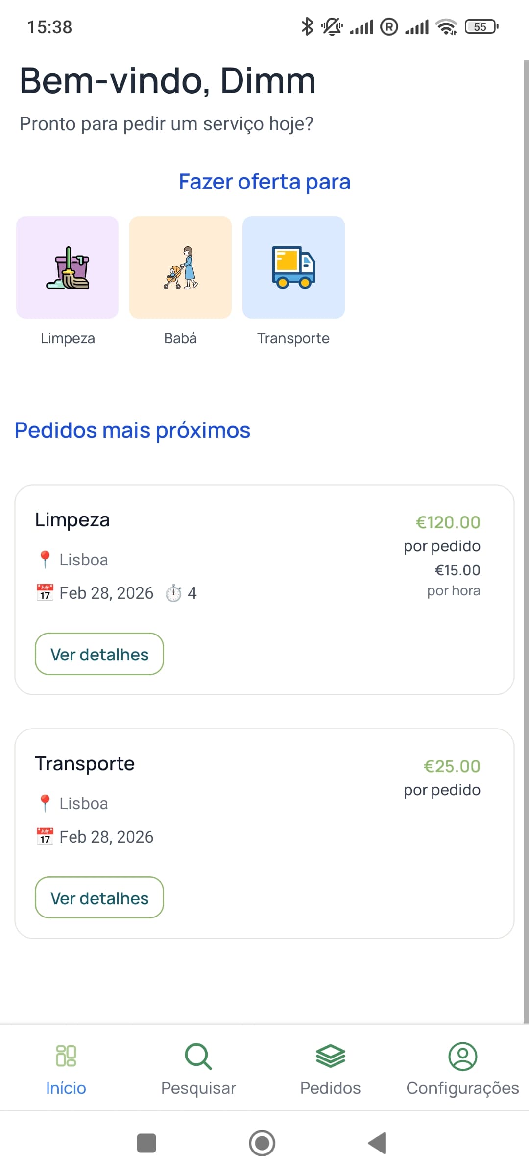Prévia do app