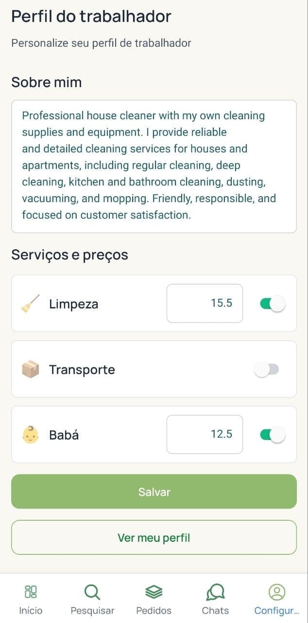 Prévia do app